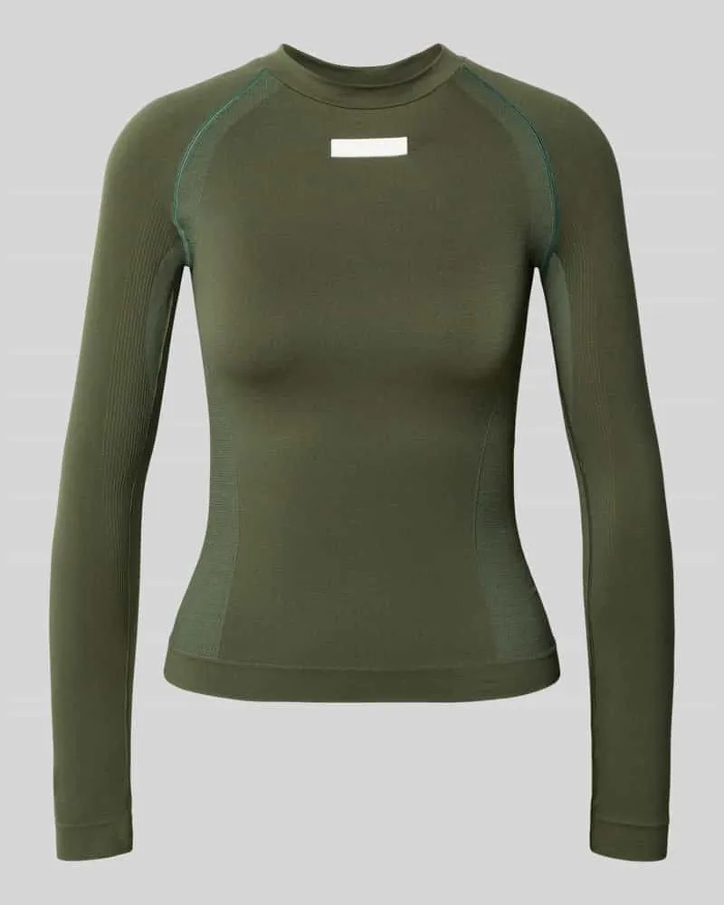 EA7 Longsleeve mit Label-Detail Oliv