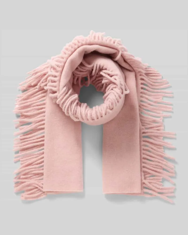 Marc Cain Schal aus Woll-Mix mit Logo-Detail Rosa