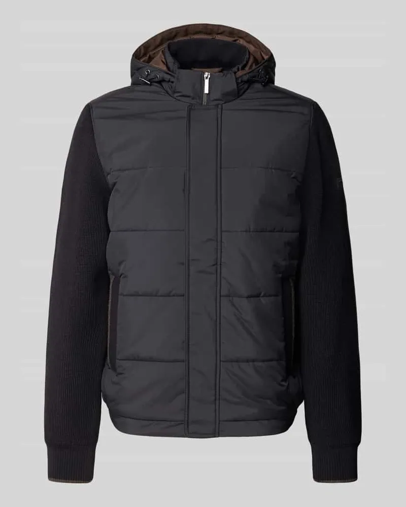 Bugatti Strickjacke mit gesteppter Front Marine