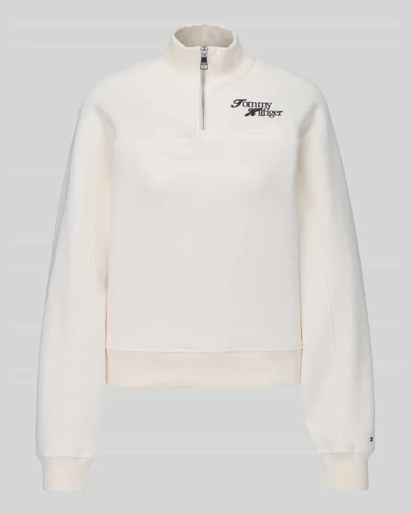 Tommy Hilfiger Sweatshirt mit Half Zip Troyerkragen Hellgelb