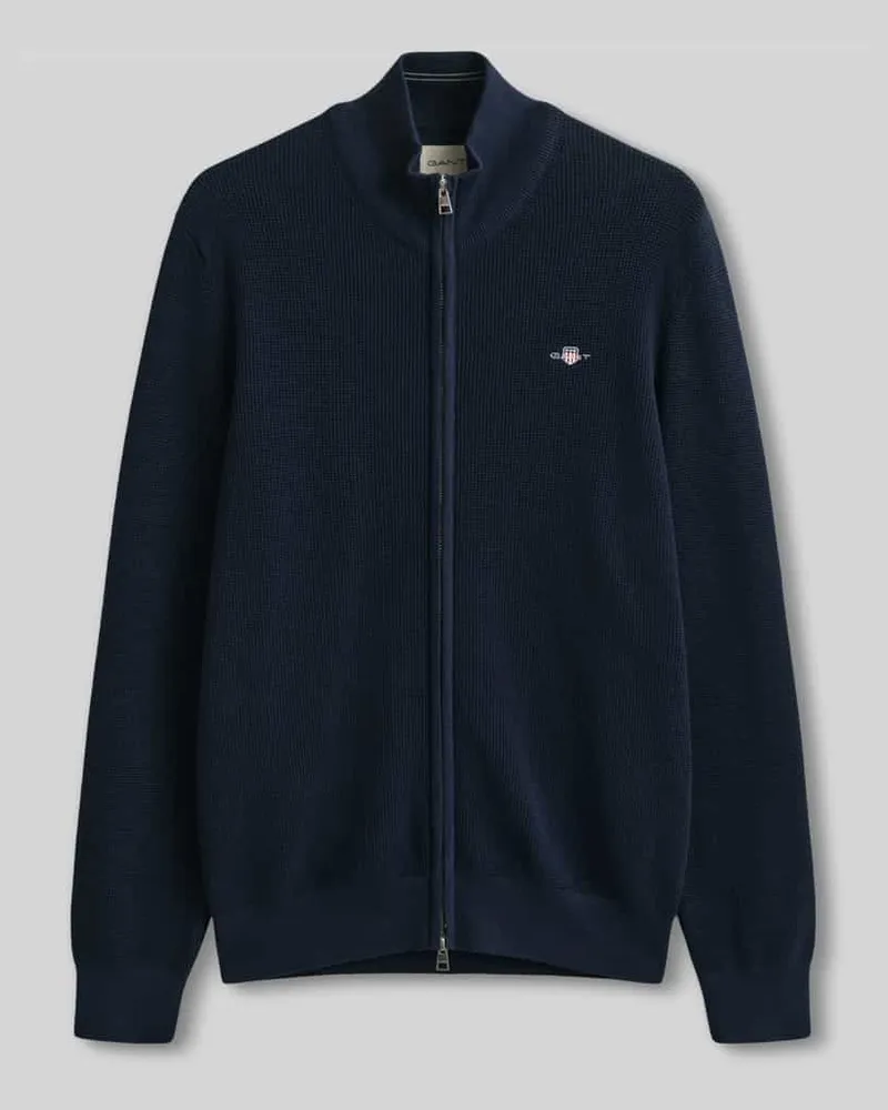 Gant Regular Fit Strickjacke aus reiner Baumwolle Marine