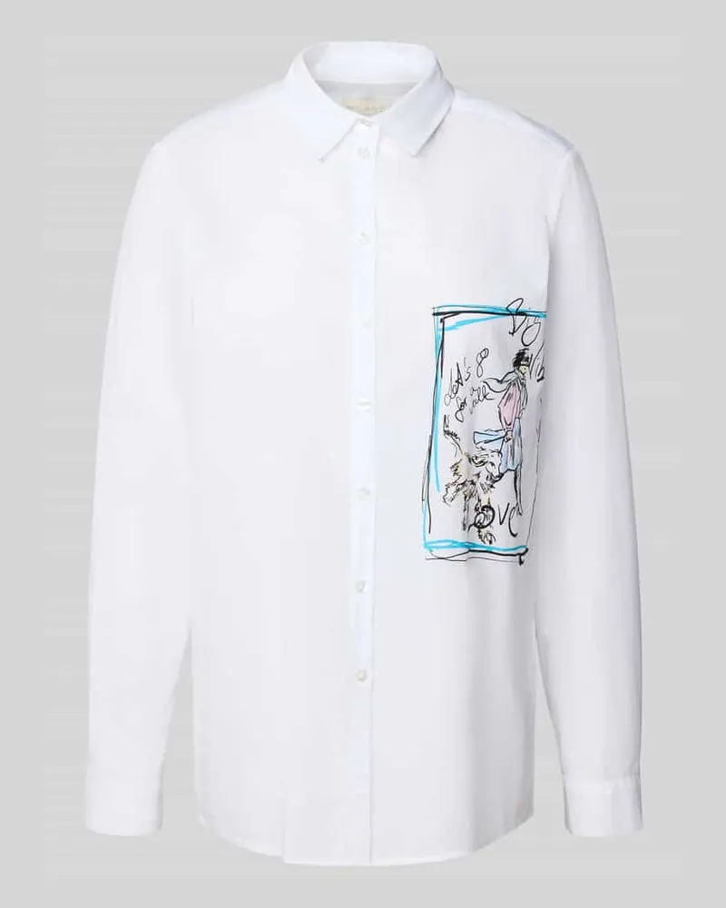 Milano Italy Regular Fit Bluse mit Knopfleiste Weiss