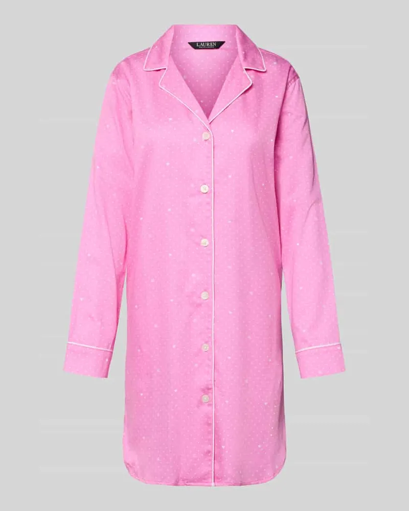 Ralph Lauren Relaxed Fit Nachthemd mit Viskose-Anteil Modell 'Notch Rosa