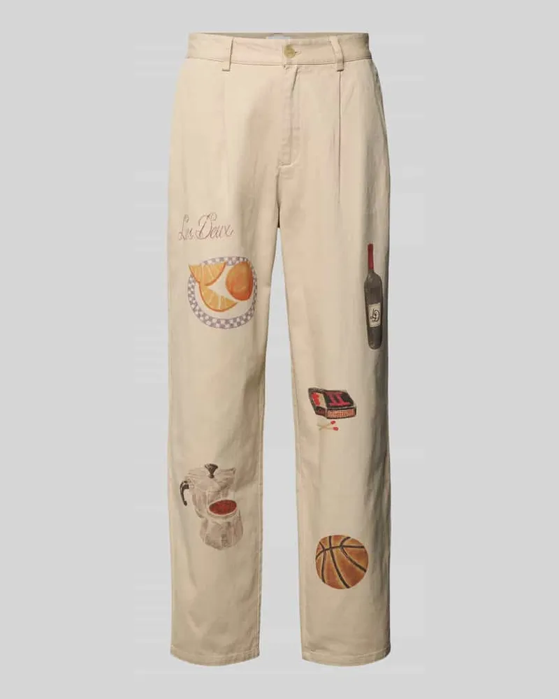 LES DEUX Stoffhose mit Motiv-Prints Modell 'Romeo Offwhite