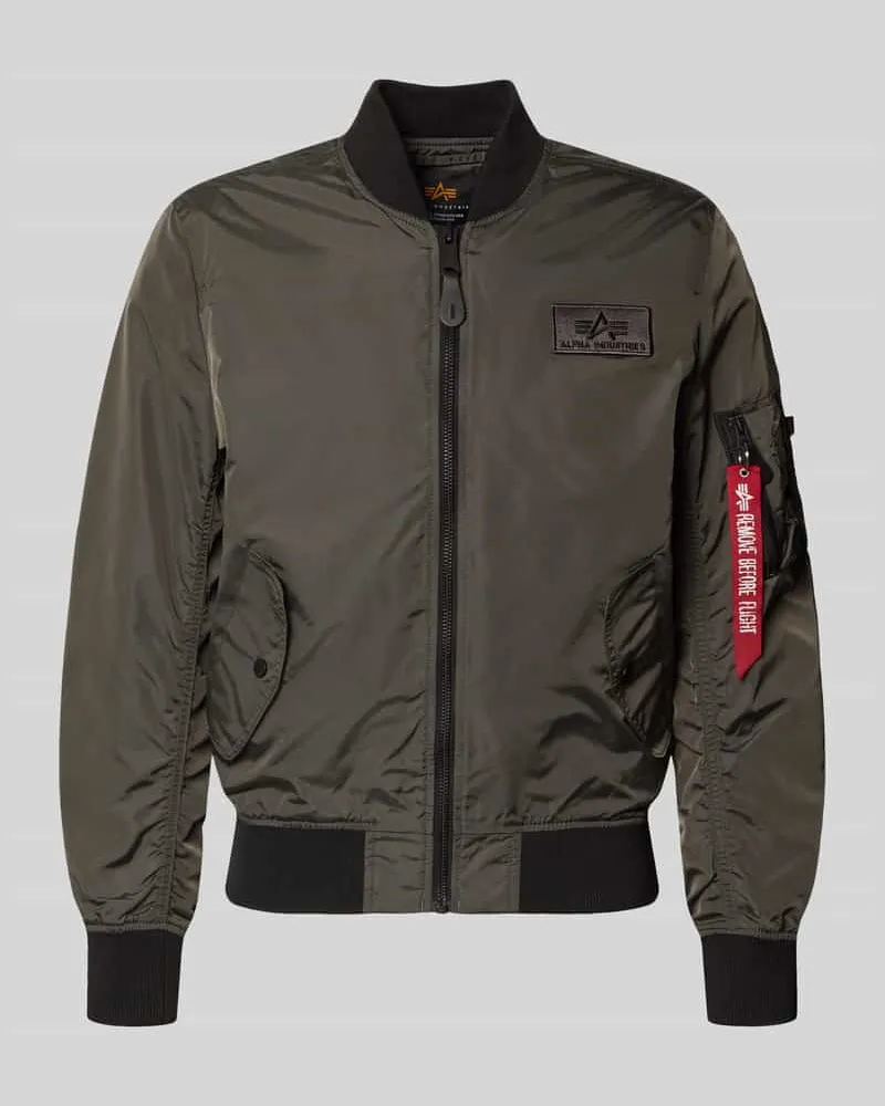 Alpha Industries Regular Fit Bomberjacke mit Logo-Patch Anthrazit