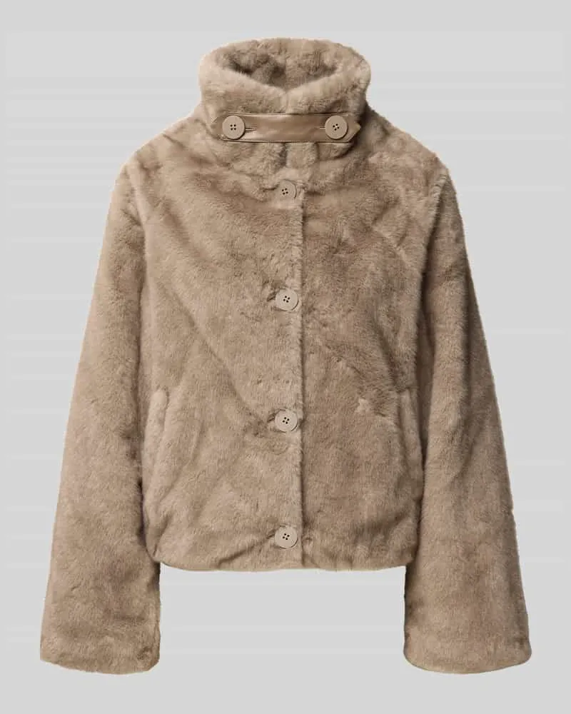 Mos Mosh Regular Fit Jacke aus Kunstfell Modell 'Hilda Hellgrau