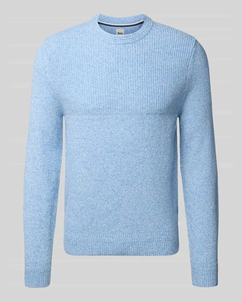Brax Strickpullover mit gerippten Abschlüssen Modell 'RICK Hellblau