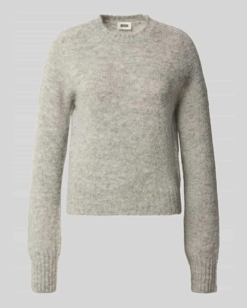 Drykorn Strickpullover mit gerippten Abschlüssen Hellgrau