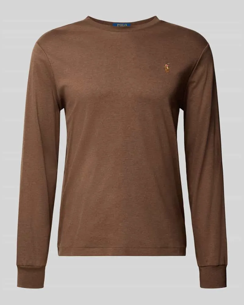 Ralph Lauren Regular Fit Langarmshirt aus reiner Baumwolle Modell 'PIMA Mittelbraun