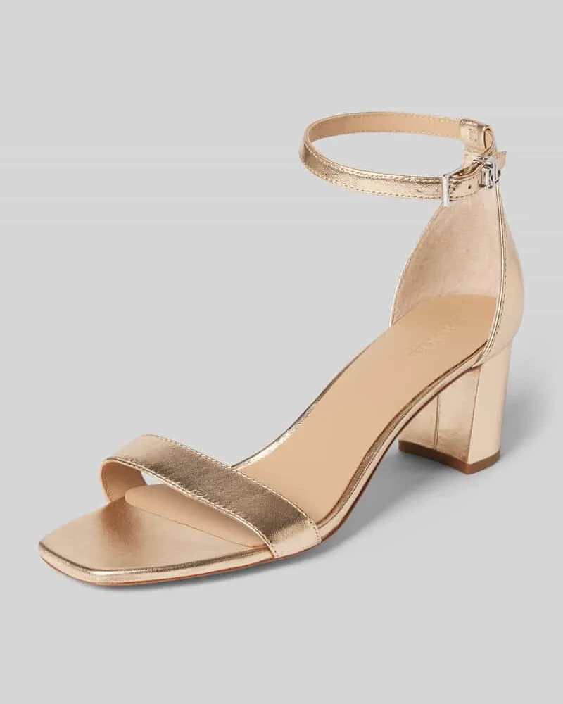 Ralph Lauren Sandalette mit Blockabsatz Modell 'LOGAN Gold