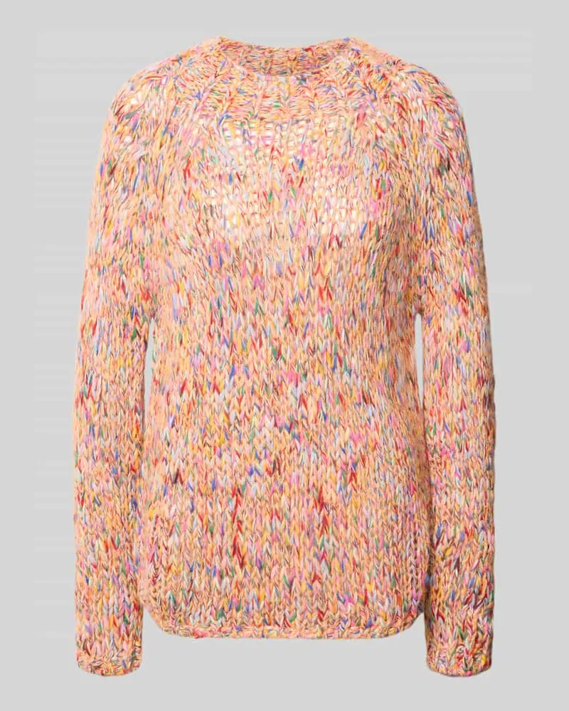 Rich&Royal Regular Fit Pullover mit Schurwoll-Anteil in Strick-Optik Orange