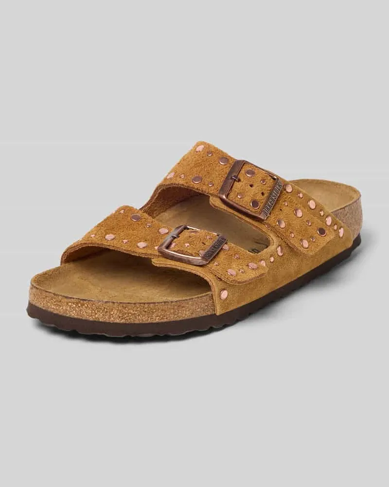 Birkenstock Slippers aus echtem Leder Modell 'Arizona Mittelbraun