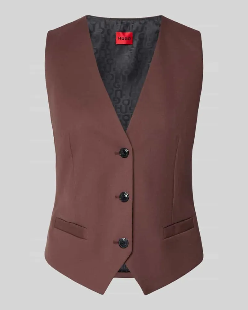 HUGO BOSS Regular Fit Weste mit Viskose-Anteil Modell 'AUMARA-2 Schoko