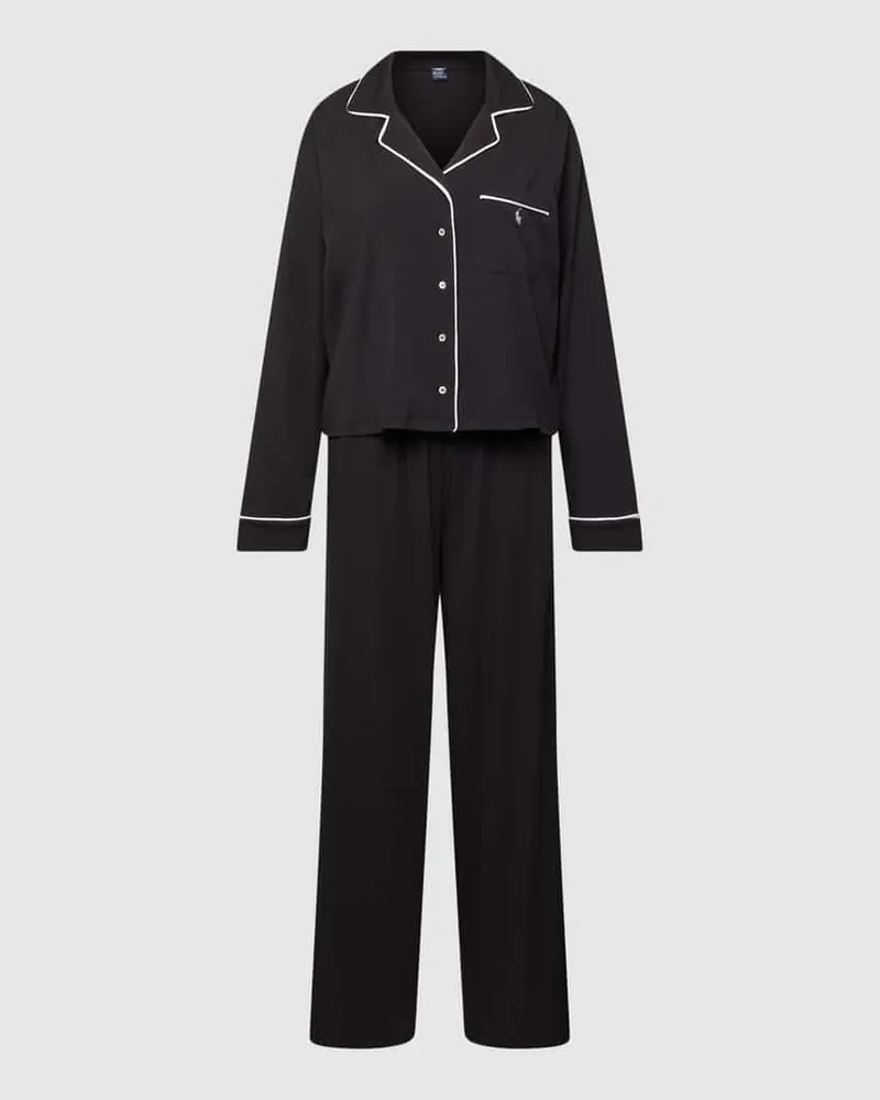 Ralph Lauren Pyjama mit Label-Stitching Black