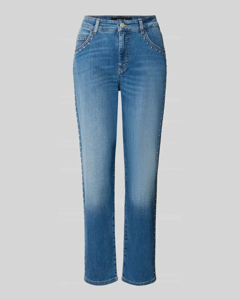 Marc Cain Slim Fit Jeans aus Baumwoll-Mix mit Nietenbesatz Jeansblau