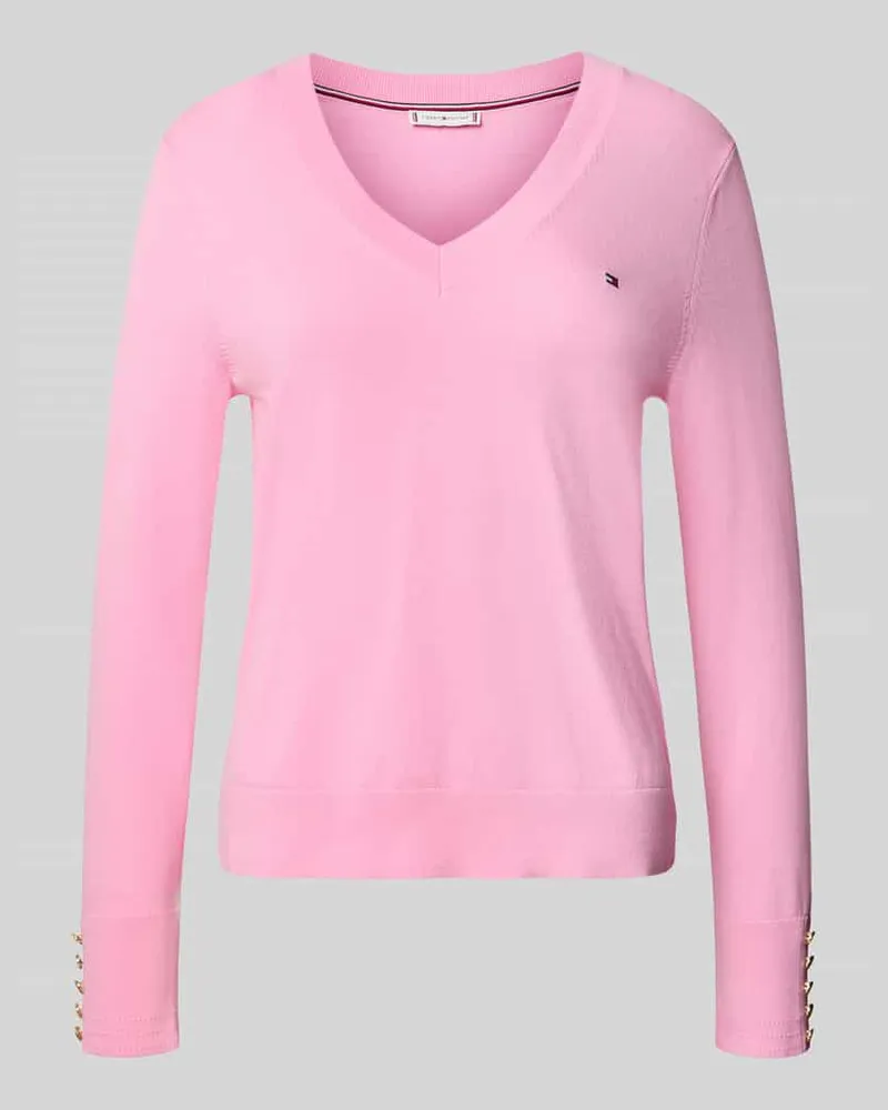 Tommy Hilfiger Regular Fit Strickpullover aus reiner Baumwolle Hellrosa