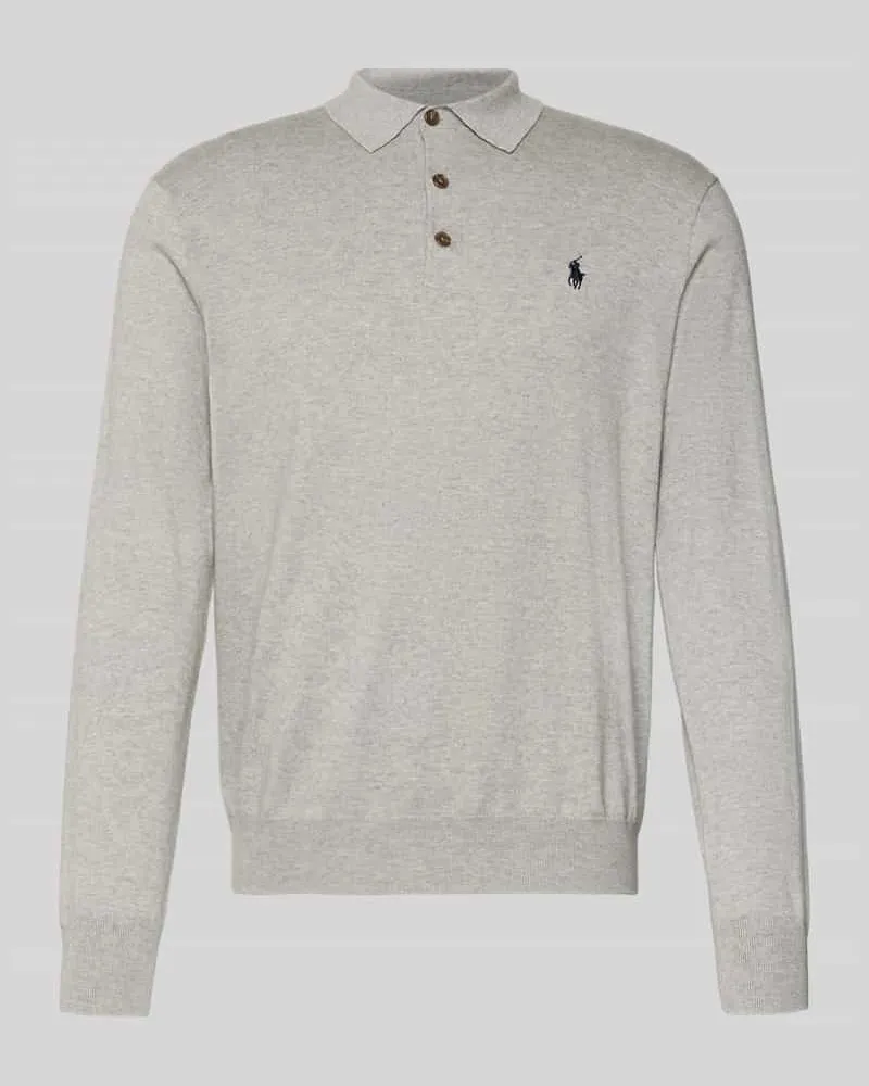 Ralph Lauren Strickpullover mit Polokragen Hellgrau