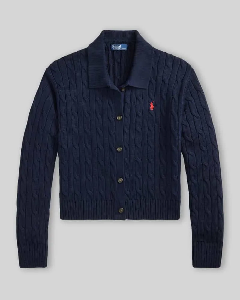 Ralph Lauren Regular Fit Strickjacke aus reiner Baumwolle Marine