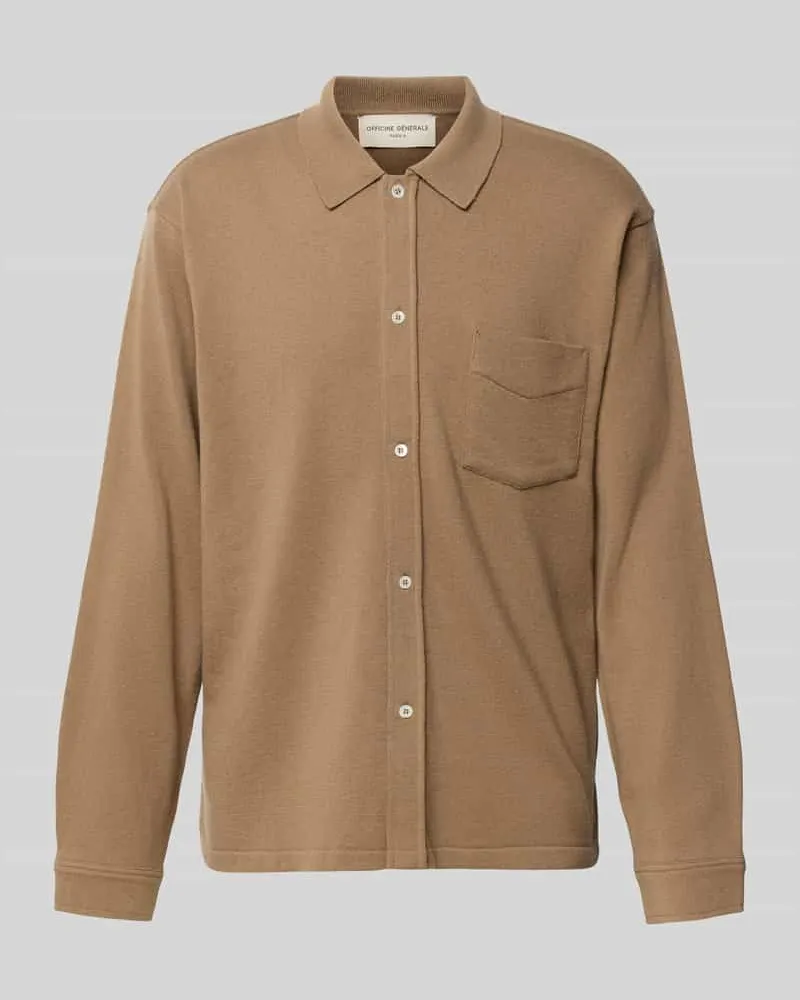 Officine Generale Regular Fit Cardigan aus Woll-Mix Orange