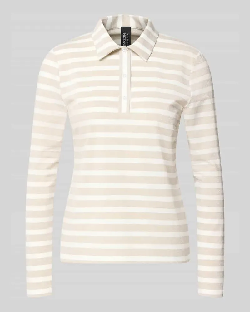 Marc Cain Longsleeve im Allover-Look mit Polokragen und Knopfleiste Gold