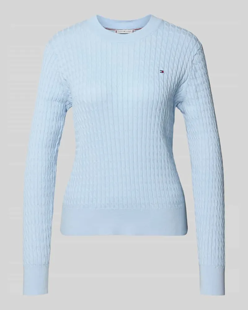 Tommy Hilfiger Slim Fit Pullover aus reiner Baumwolle Hellblau