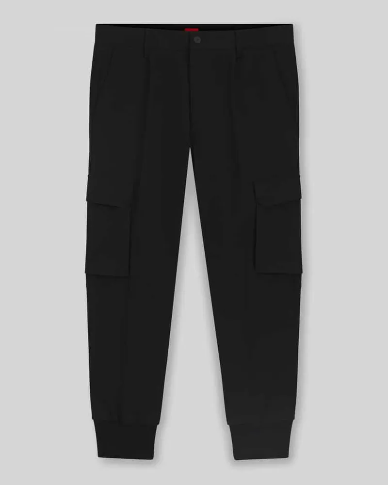 HUGO BOSS Tapered Fit Stoffhose mit Bundfalten Modell 'GALVIN241 Black