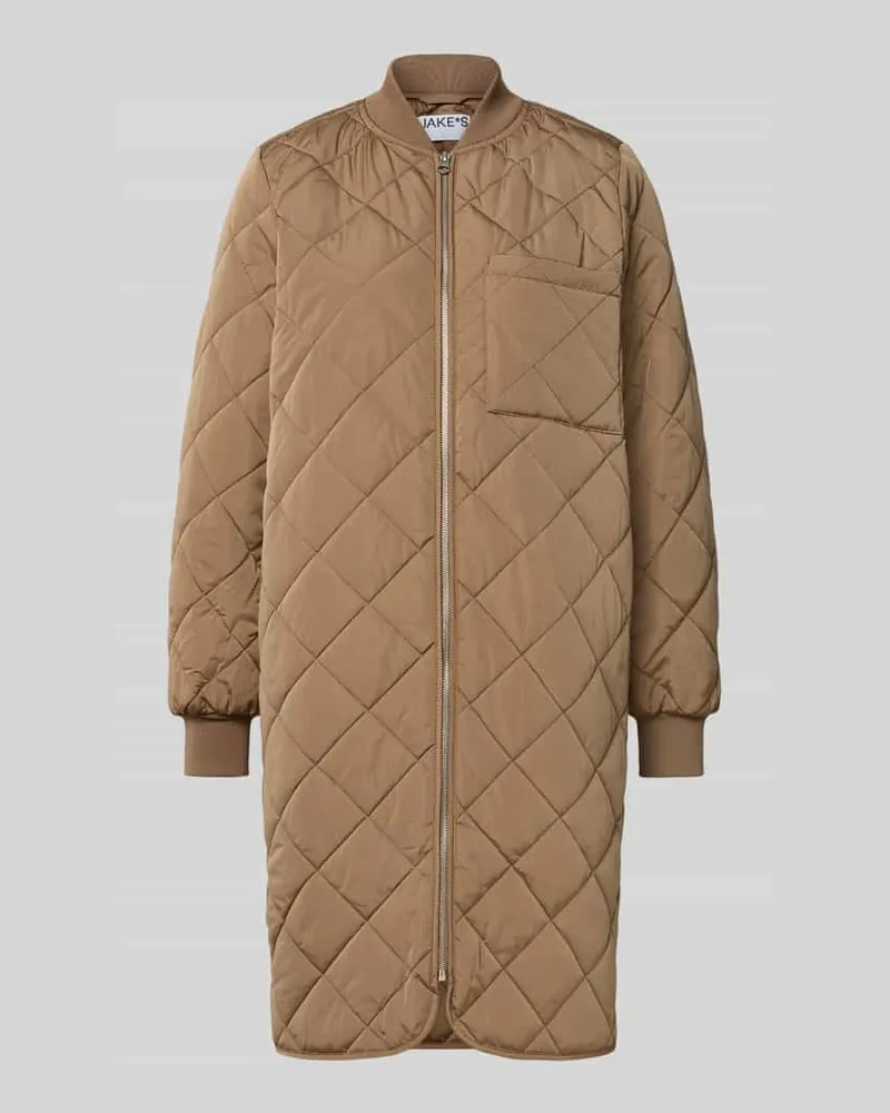 JAKE*S Regular Fit Steppmantel mit Stehkragen Hellbraun