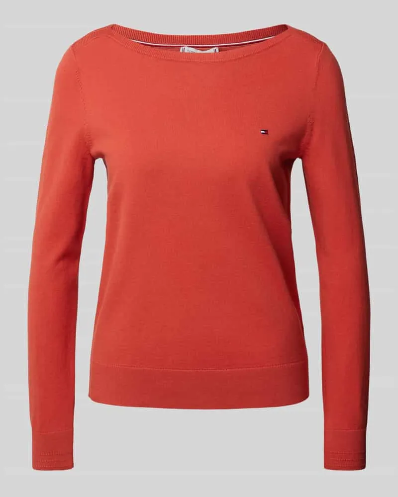 Tommy Hilfiger Strickpullover mit U-Boot-Ausschnitt Rostrot