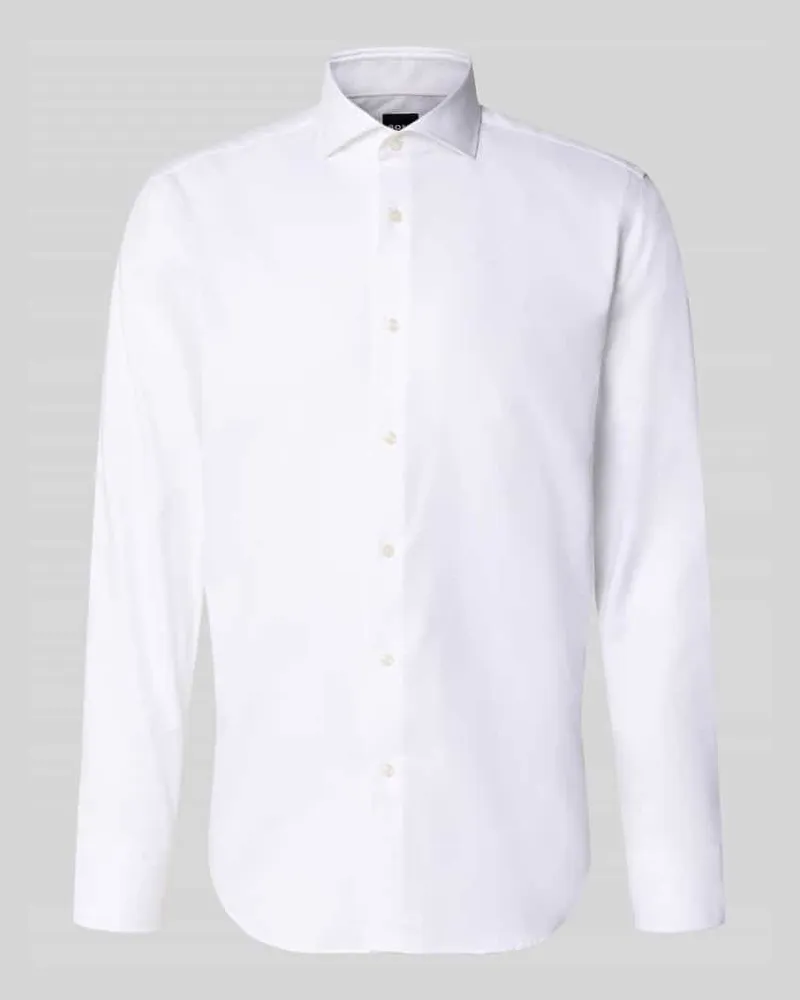 HUGO BOSS Regular Fit Businesshemd aus reiner Baumwolle Modell 'H-JOE-SP Weiss