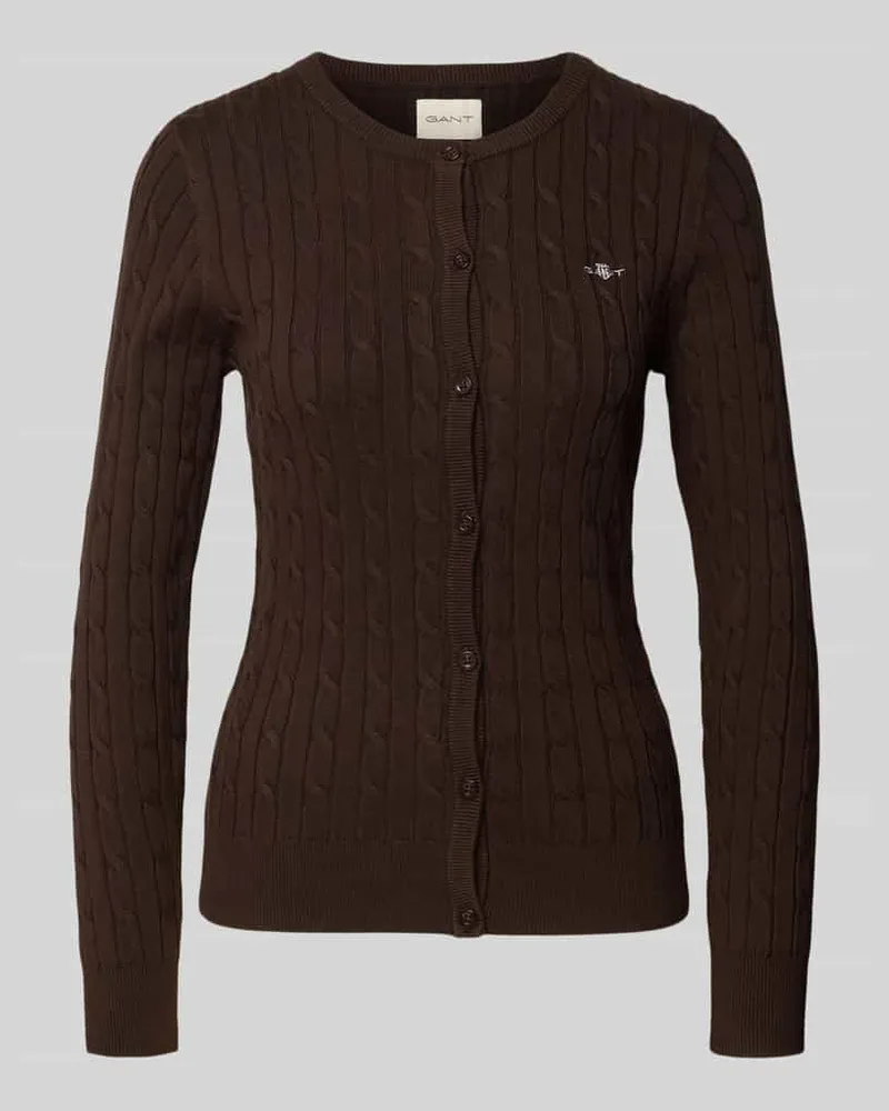 Gant Strickcardigan mit Zopfmuster Mittelbraun