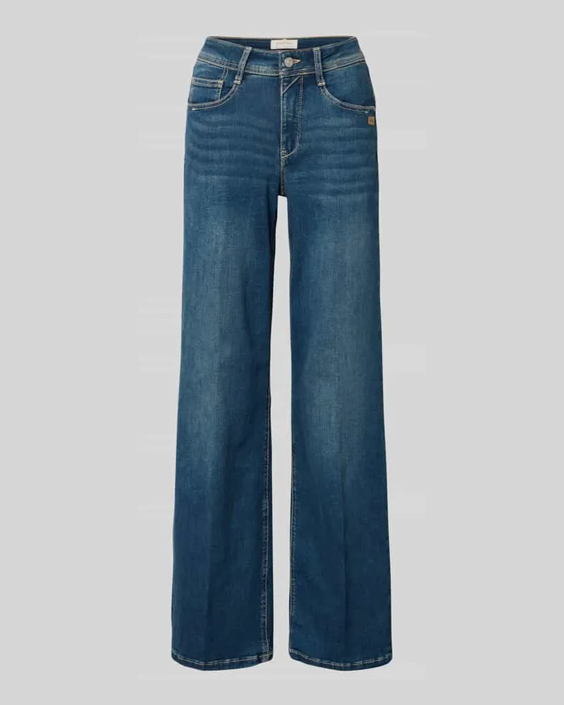 Gang Wide Fit Jeans mit Label-Patch Modell 'AMELIE WIDE Dunkelblau