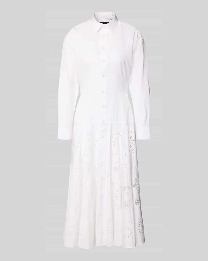 Ralph Lauren Midi Hemdblusenkleid aus reiner Baumwolle Weiss