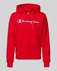 Champion Sweatjacke mit Label-Stitching Rot