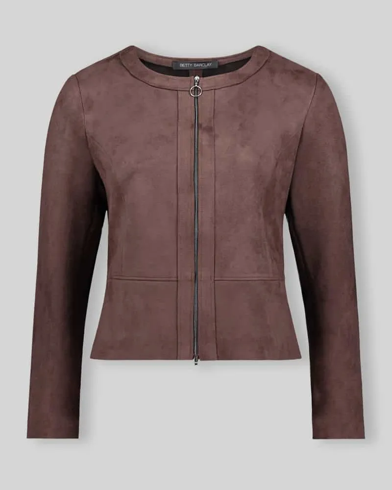 Betty Barclay Regular Fit Kurzblazer in Lederoptik Modell 'NOS JULI Dunkelbraun