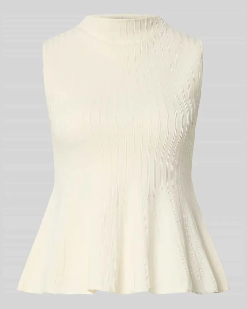 MARELLA Stricktop aus Lyocell-Mix mit Stehkragen Offwhite