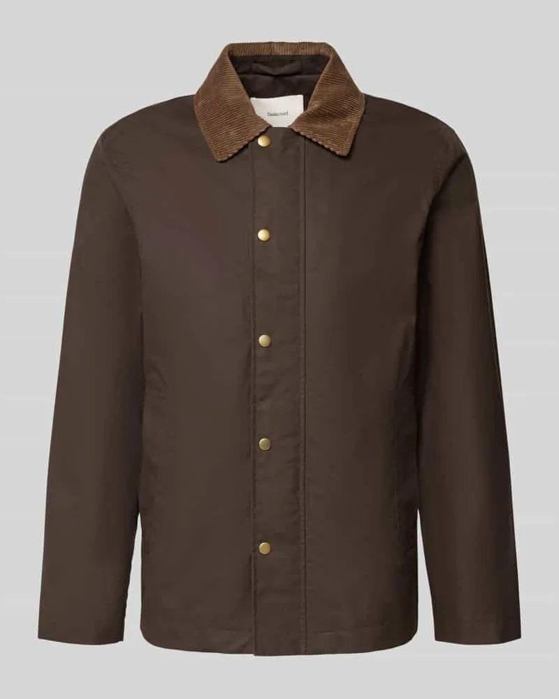 Selected Homme Regular Fit Wachsjacke aus reiner Baumwolle Modell 'WALTER Dunkelbraun
