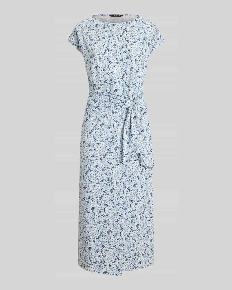 Ralph Lauren Kleid aus Baumwoll-Mix mit Knoten-Detail Hellblau