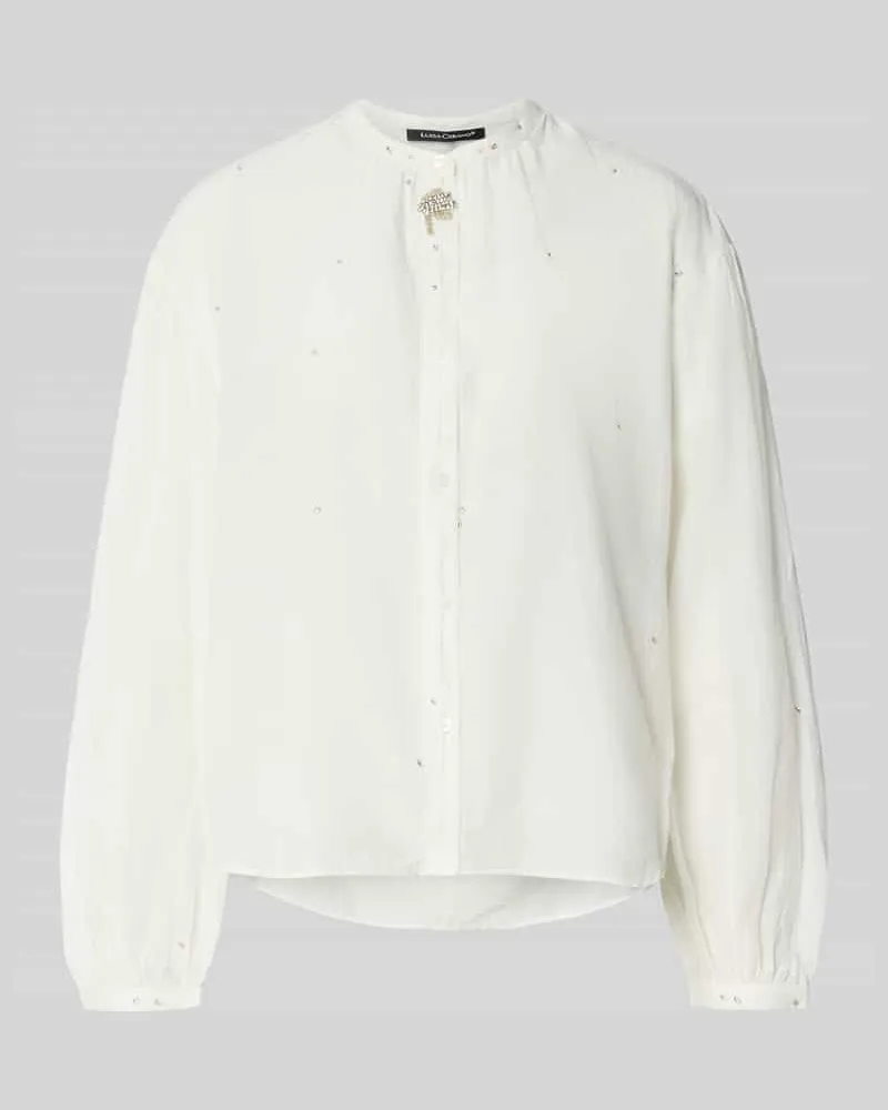 Luisa Cerano Regular Fit Bluse mit Ziersteinbesatz Offwhite