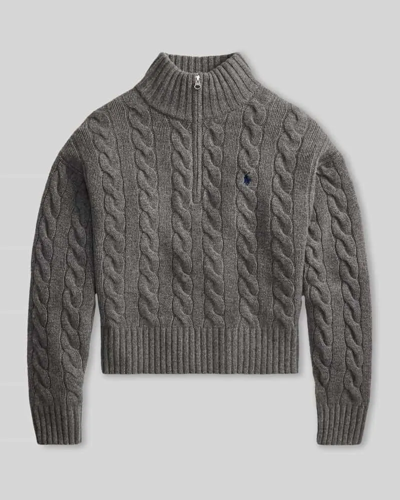 Ralph Lauren Regular Fit Troyer aus Woll-Mix Mittelgrau