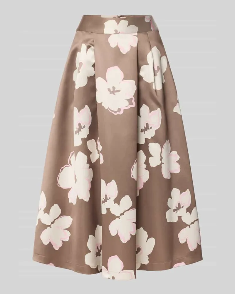S.Oliver Midi-Rock aus Satin Mittelbraun