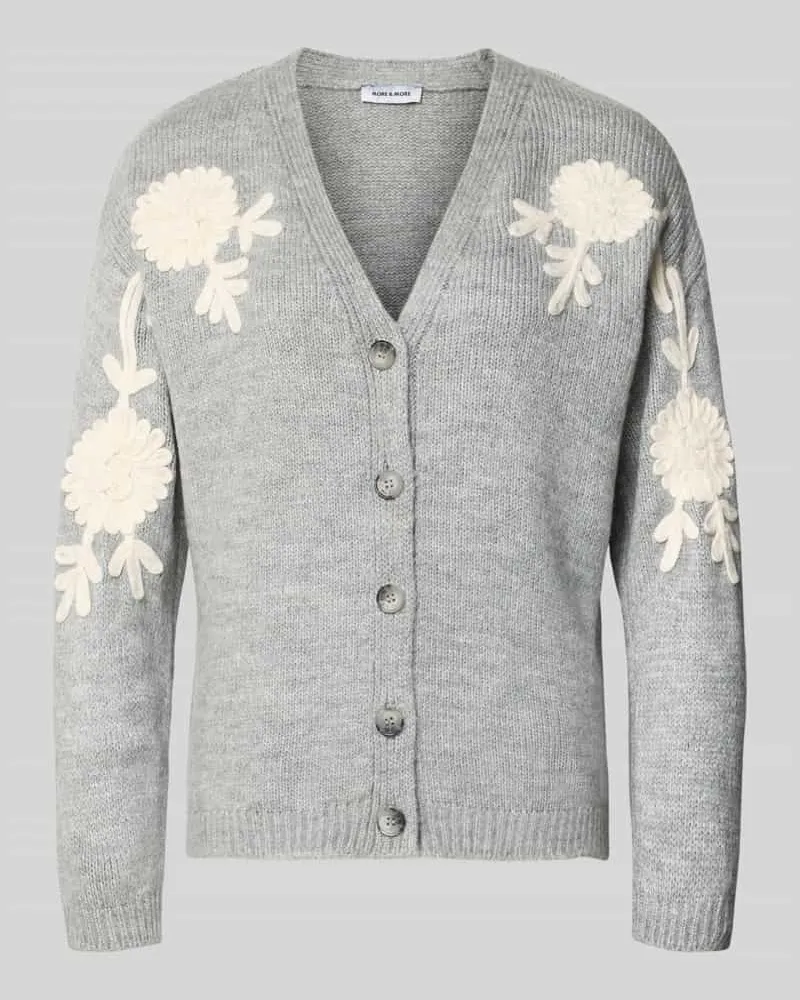 More & More Strickjacke mit Knopfleiste Silber