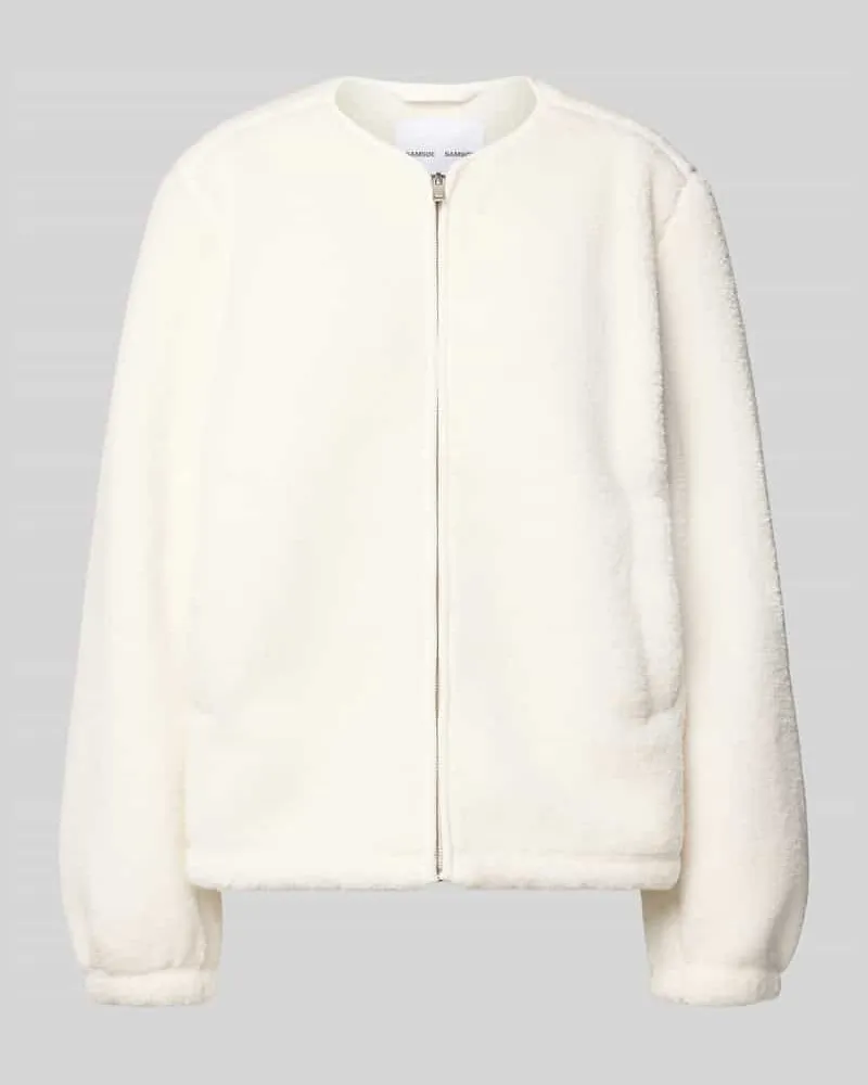 Samsøe & Samsøe Fleecejacke mit Rundhalsausschnitt Modell 'AUTUMN Offwhite