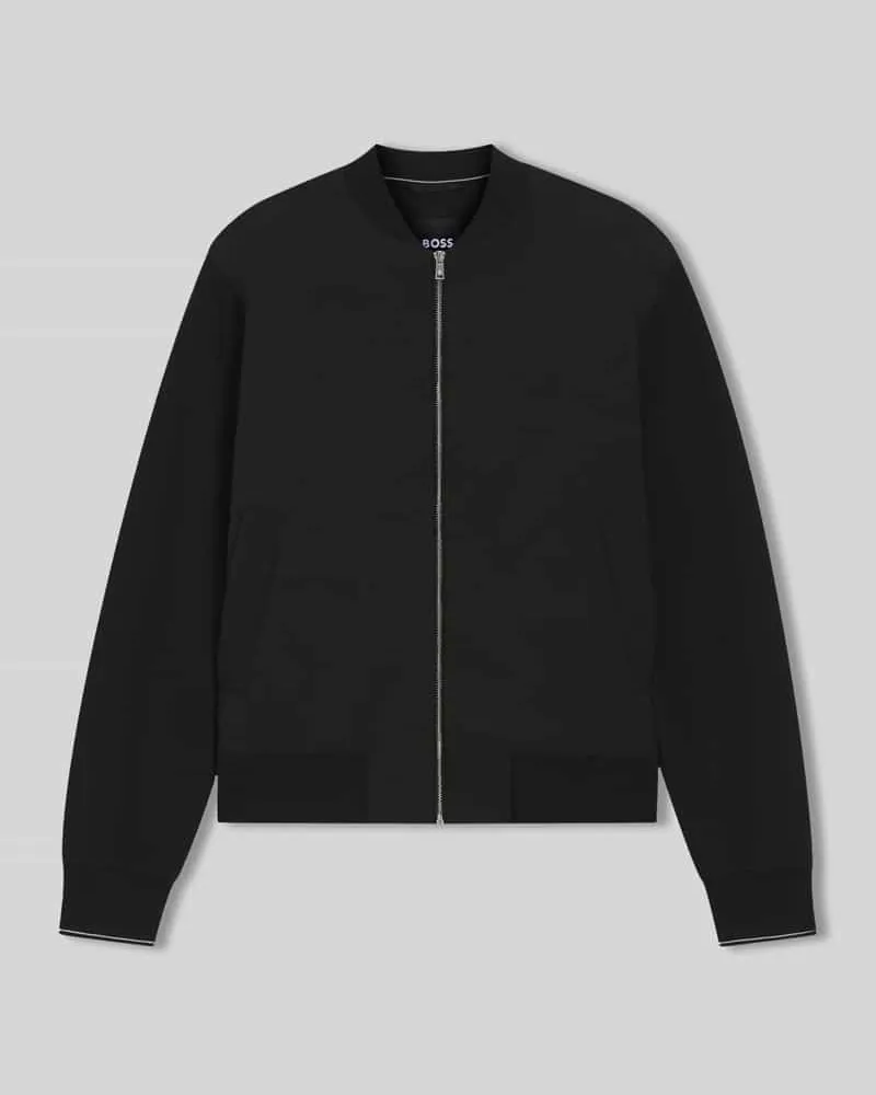HUGO BOSS Regular Fit Sweatjacke aus reiner Baumwolle Modell 'Skiles 55 Black
