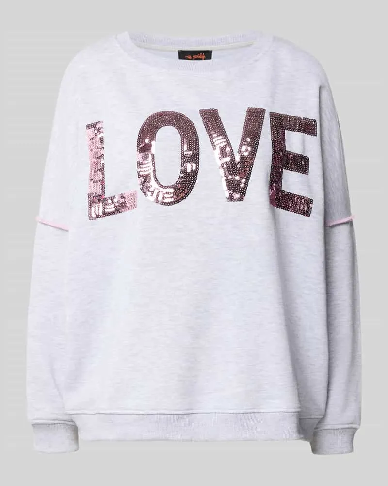 Miss Goodlife Oversized Sweatshirt aus reiner Baumwolle Modell 'Love Mittelgrau