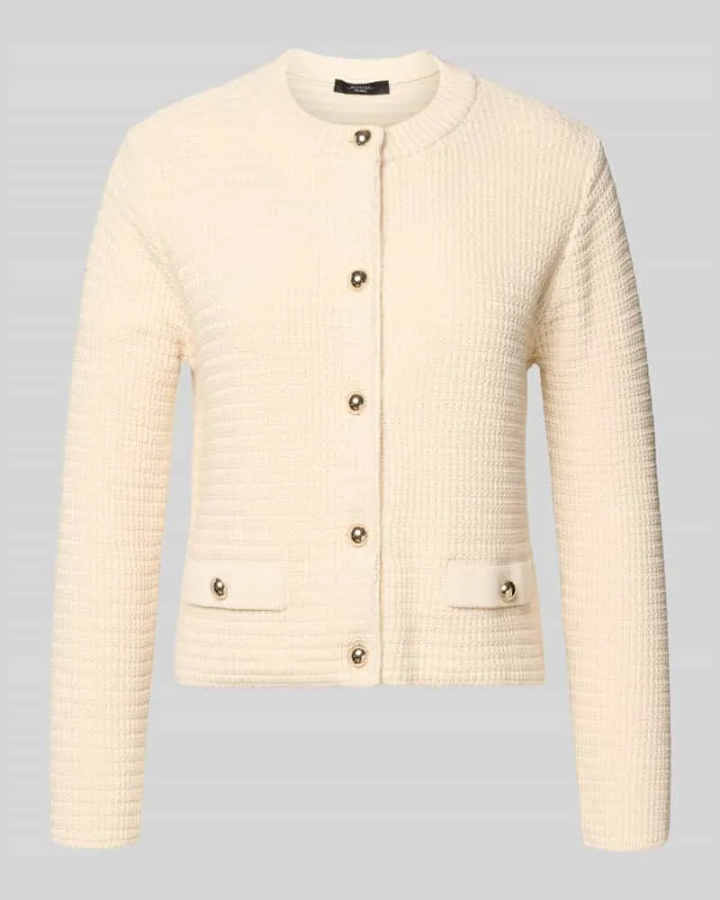 Max Mara Regular Fit Strickjacke aus Baumwoll-Mix Modell 'VODKA Ecru