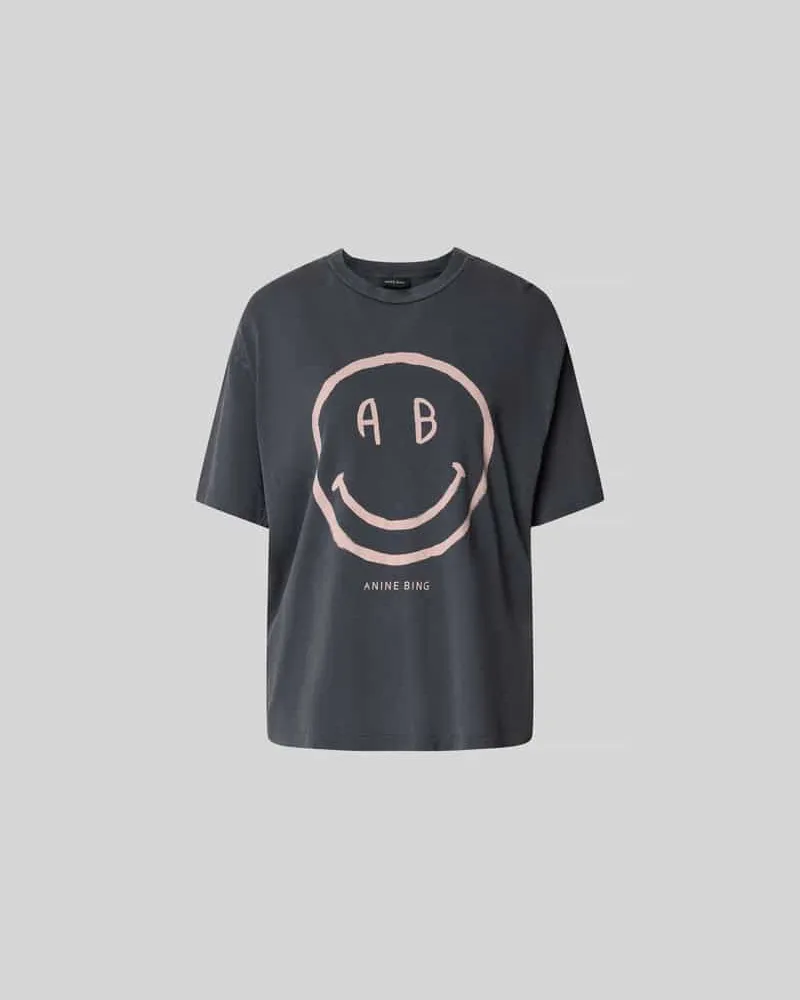 Anine Bing Relaxed Fit T-Shirt mit Logo-Print Mittelgrau