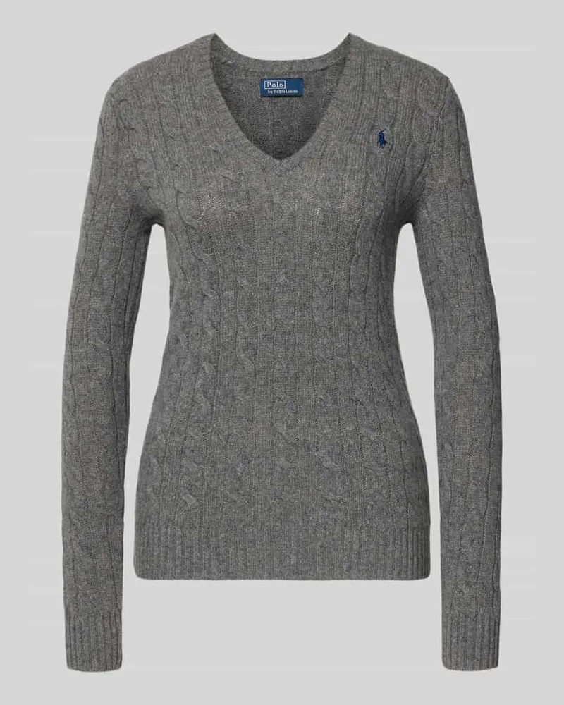 Ralph Lauren Longsleeve in Strick-Optik mit Kaschmir-Anteil Modell 'KIMBERLY Mittelgrau