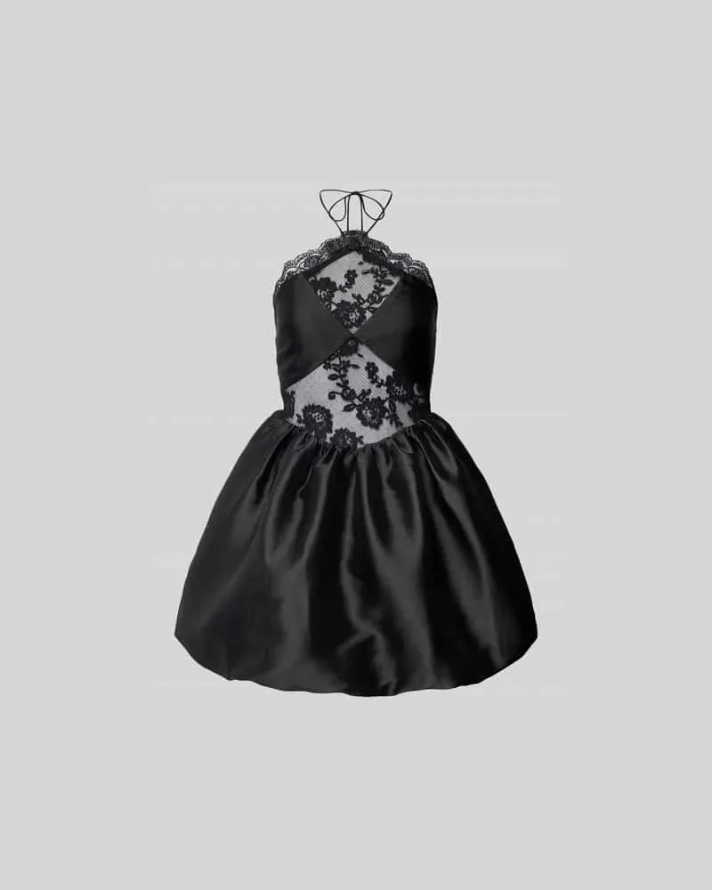 Self-Portrait Minikleid mit Neckholder Black