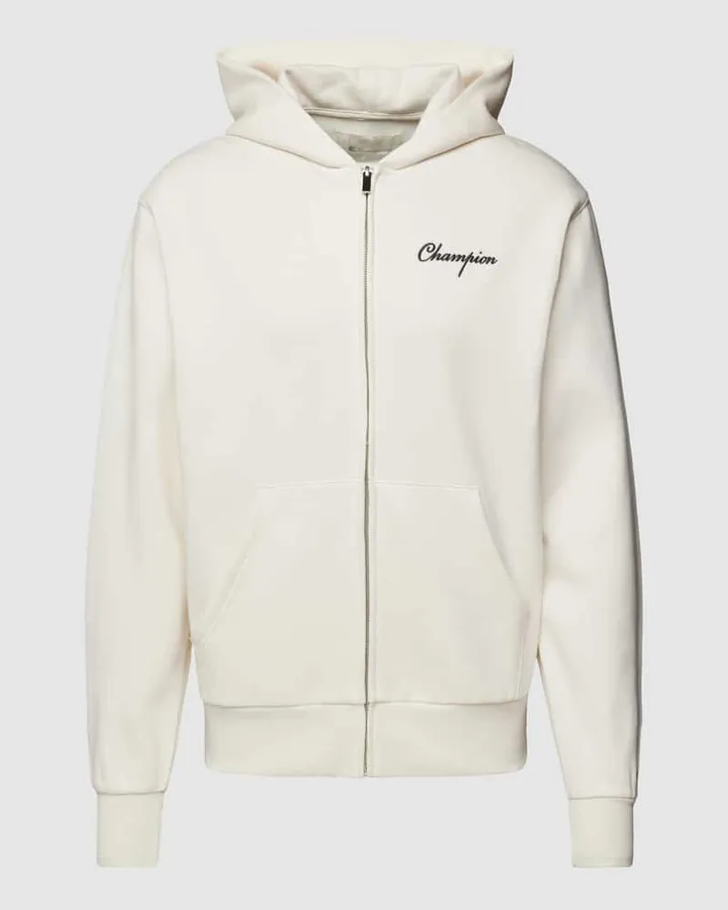 Champion Sweatjacke mit Label-Stitching Offwhite