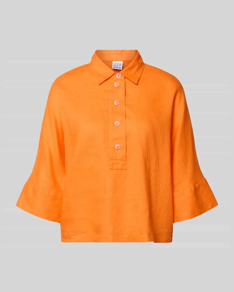 Emily van den Bergh Regular Fit Leinenbluse mit 3/4-Arm Orange